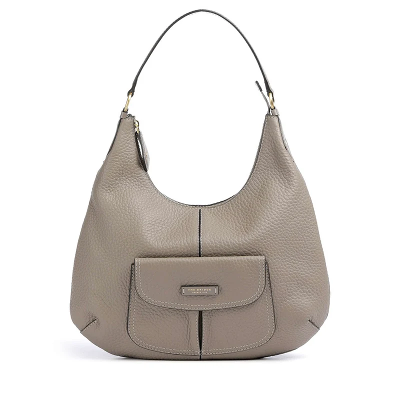 Hobo Bag Donna THE BRIDGE linea Martina in Pelle Greige