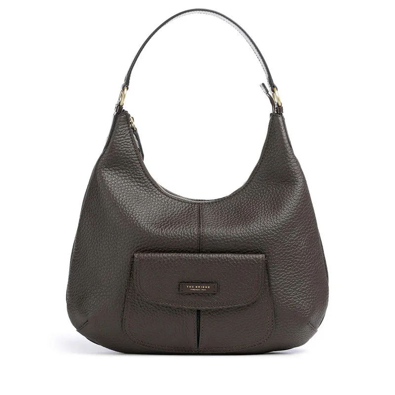 Hobo Bag Donna THE BRIDGE linea Martina in Pelle color Moka