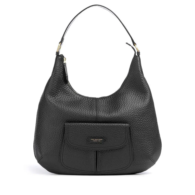 Hobo Bag Donna THE BRIDGE linea Martina in Pelle Nera