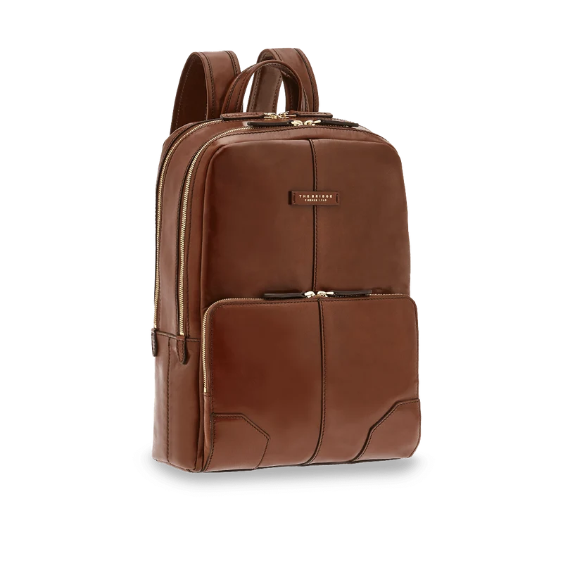 Zaino in pelle porta pc uomo due zip