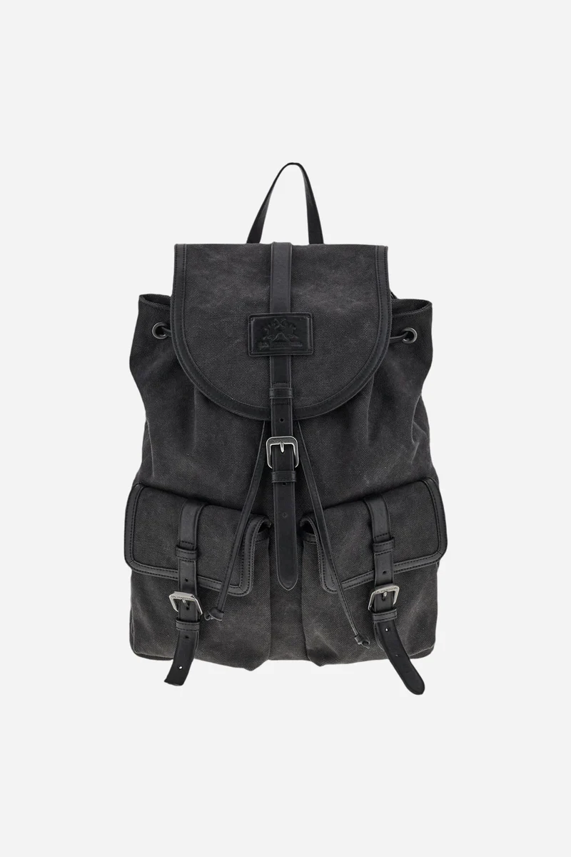 Rucksack aus gewaschenem Canvas und Leder – Matteo