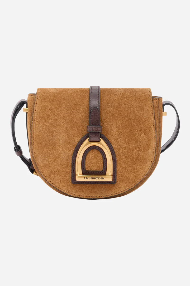 Umhängetasche aus Veloursleder mit Schnalle – Crossbody