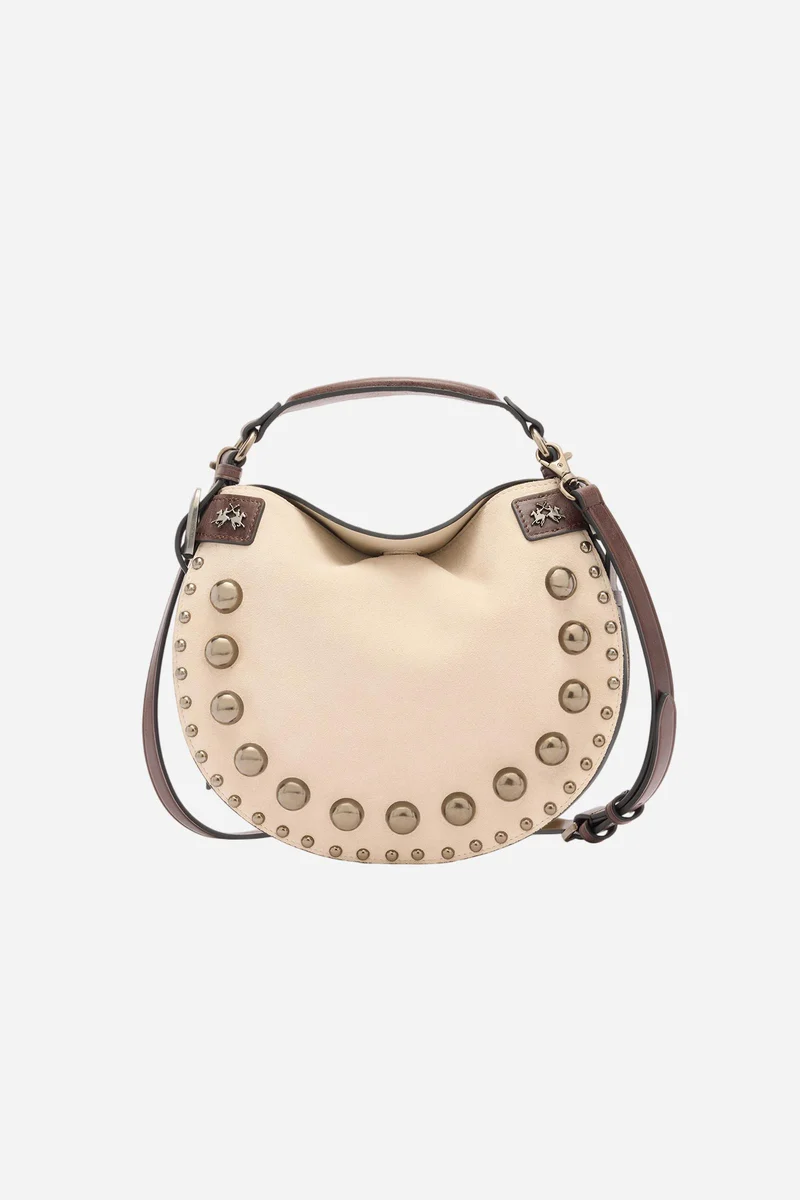 Halbmondtasche aus Wildleder mit dekorativen Nieten – Luna Small Studs
