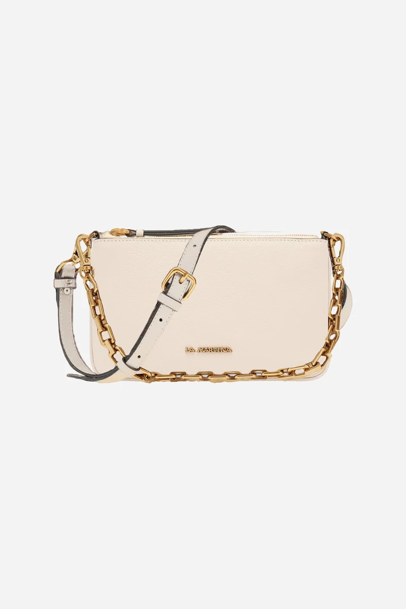 Flache Pochette mit Schulterriemen aus Vollnarbenleder – Flat Pouch