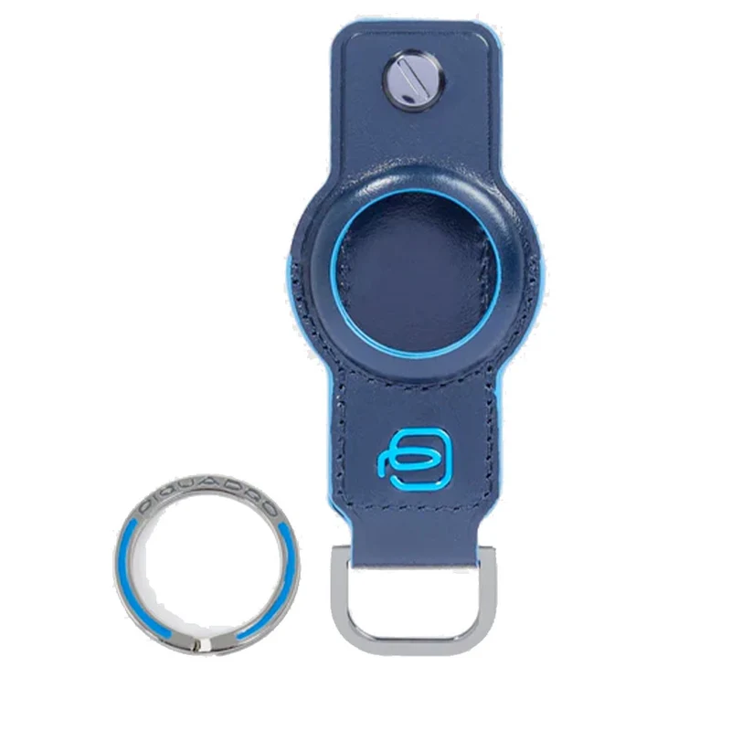 Portachiavi Uomo Per AirTag e CONNEQU 4.0 PIQUADRO in Pelle Blu Linea Blue Square - PC7090B2