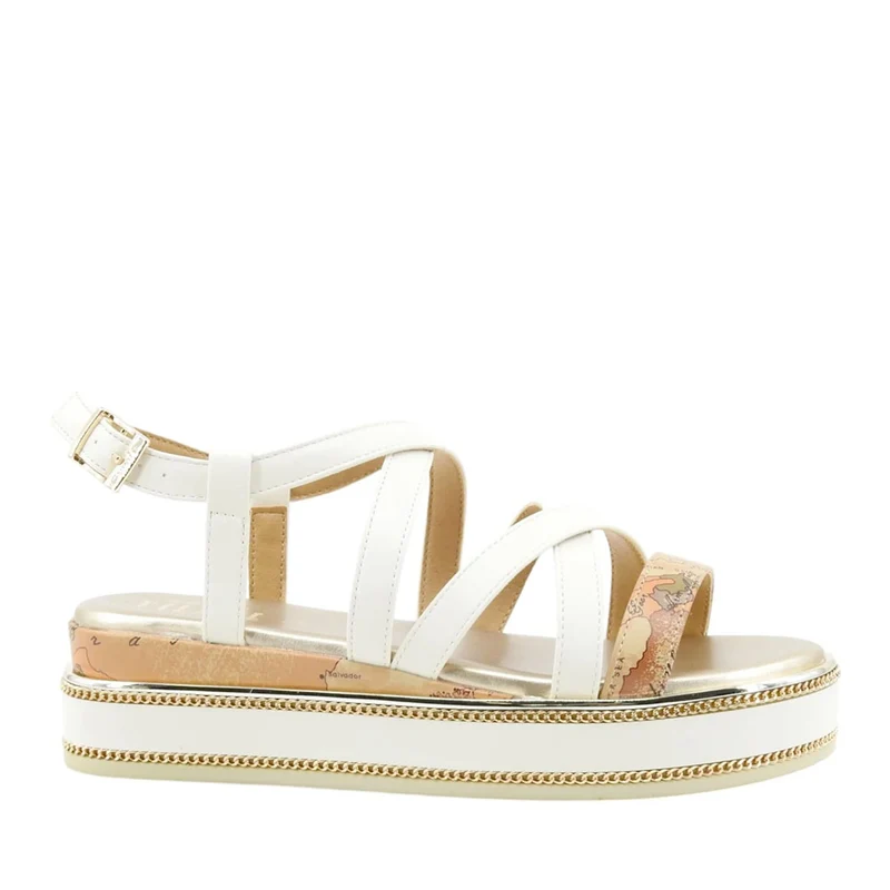 Sandali Platform 1A Classe Alviero Martini in Eco Nappa Bianco Sporco 2484