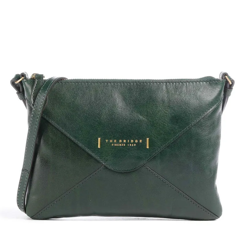Borsa Donna Piatta a Tracolla THE BRIDGE linea Frida in Pelle Verde Pino