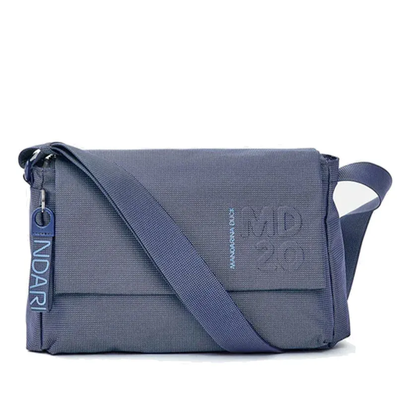 Borsa Donna a Tracolla MANDARINA DUCK Chiusa con Pattina in Tessuto colore Deep Blue Linea MD20