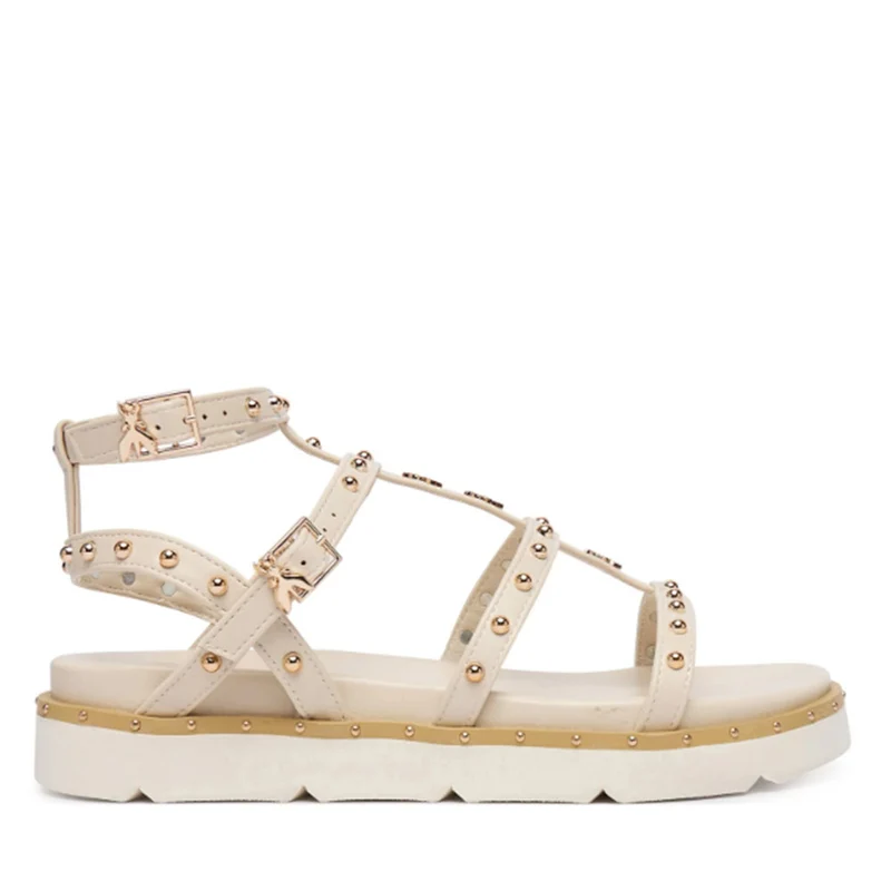 Sandali Donna PATRIZIA PEPE Girl linea Fly Micro Alto in Eco Nappa color Crema con Borchie