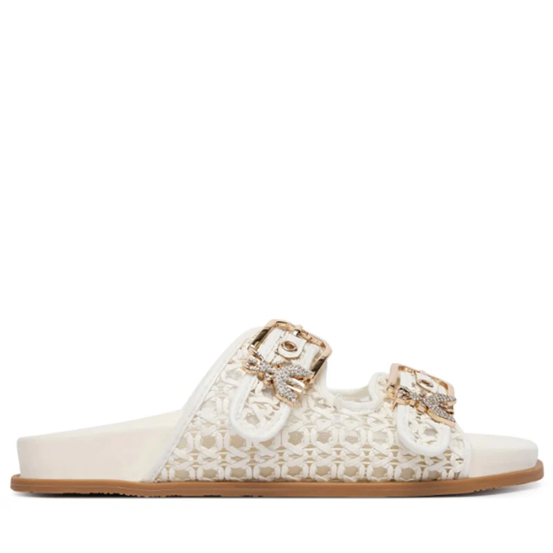 Ciabatte Doppia Fascia PATRIZIA PEPE Girl linea Fly Sandal in Ecovitello Intrecciato Bianco