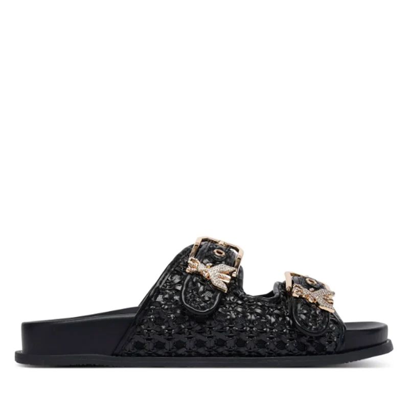 Ciabatte Doppia Fascia PATRIZIA PEPE Girl linea Fly Sandal in Ecovitello Intrecciato Nero
