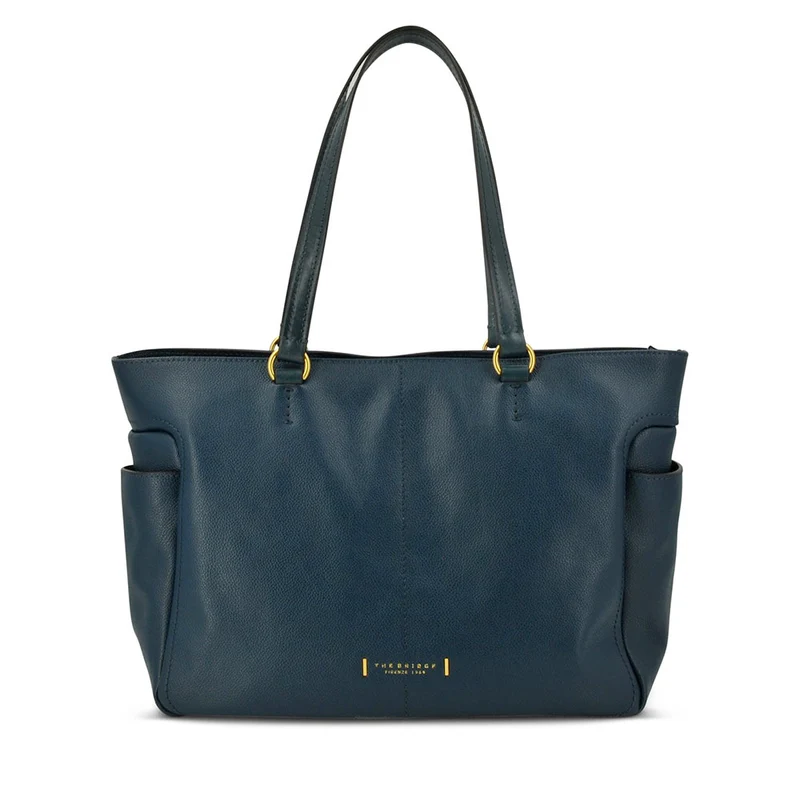 Shopping Bag Donna THE BRIDGE linea Letizia in Pelle Blu Pavone