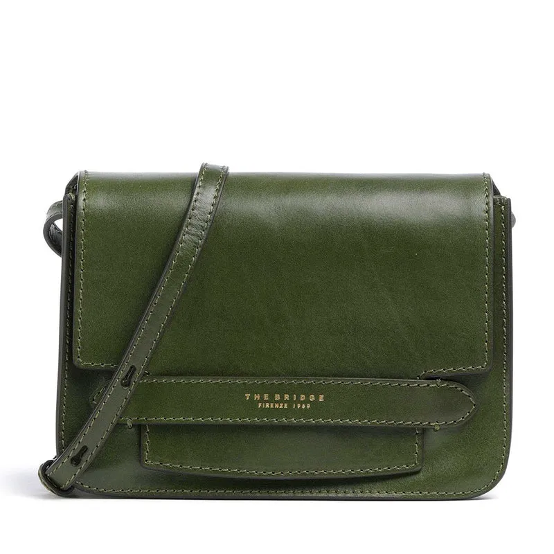 Borsa Donna a Tracolla Media THE BRIDGE linea Lucrezia in Pelle Verde Maggiorana
