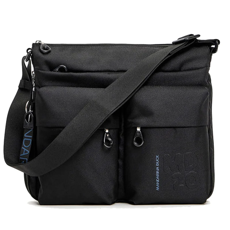 Borsa Donna a Tracolla MANDARINA DUCK Espandibile in Tessuto Linea MD20 Colore Nero Misura Grande