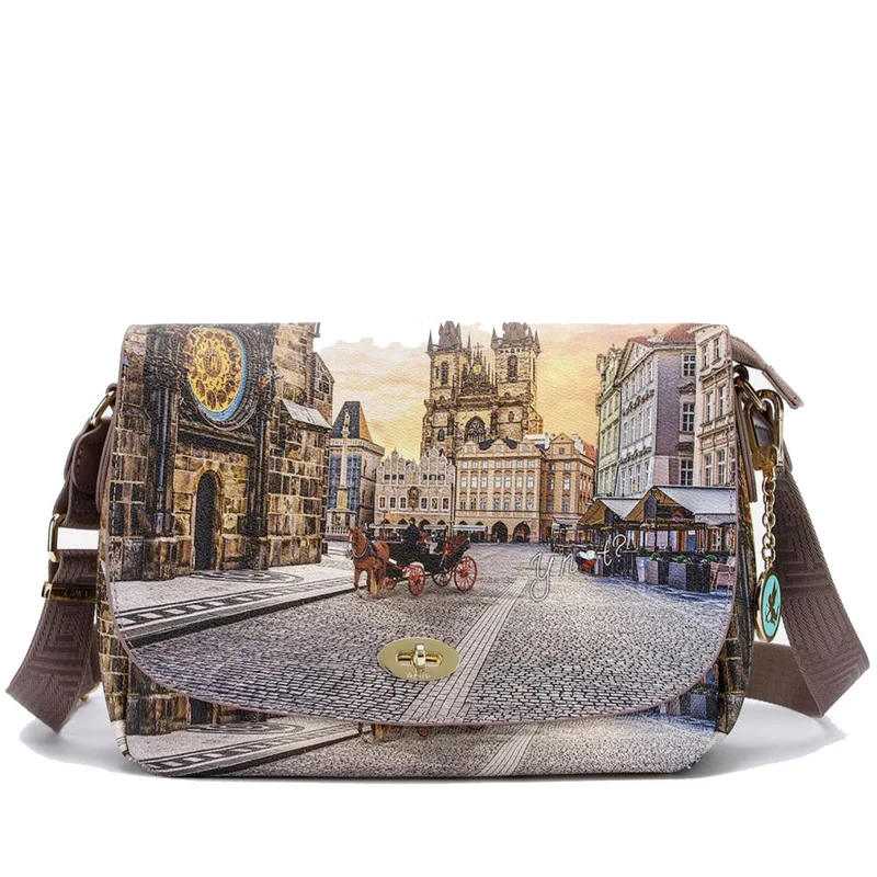 Borsa Donna a Tracolla Y NOT YES-631 Stampa Astro Clock