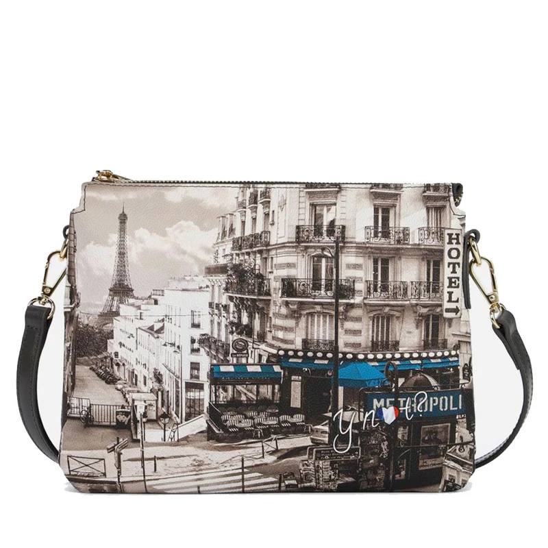 Borsa Donna a Tracolla Y NOT YES-630 Stampa Petrol Paris