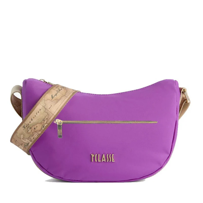 Mezzaluna Grande a Tracolla 1A Classe Alviero Martini linea Breeze Nylon Viola LB84