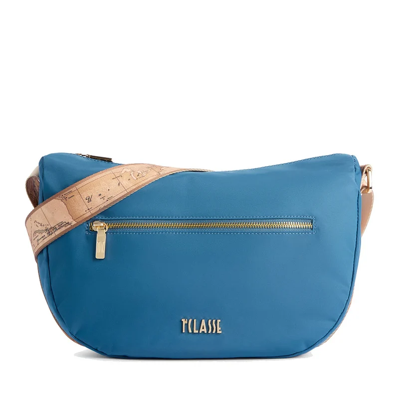 Mezzaluna Grande a Tracolla 1A Classe Alviero Martini linea Breeze Nylon Blu Pacifico LB84