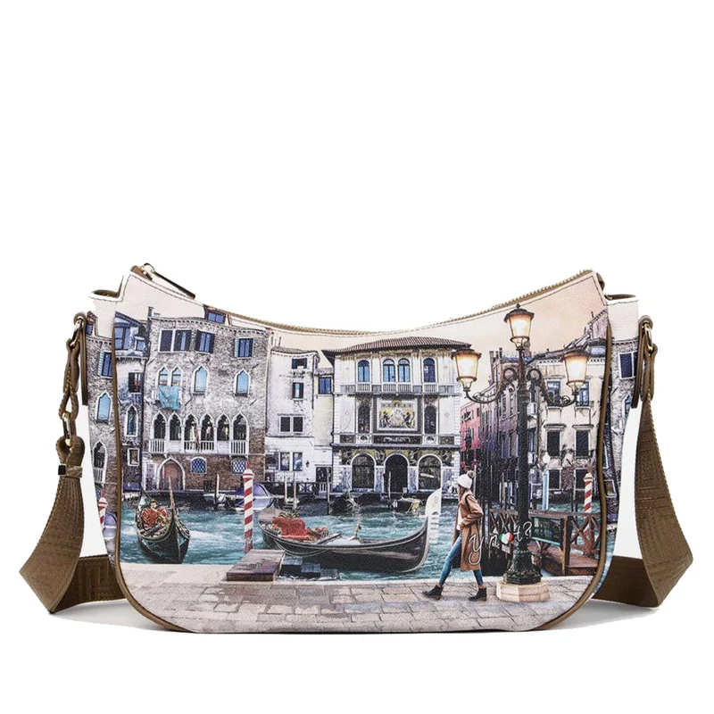 Borsa Donna Hobo Bag a Tracolla Y NOT YES-628 Stampa Blue Lagoon