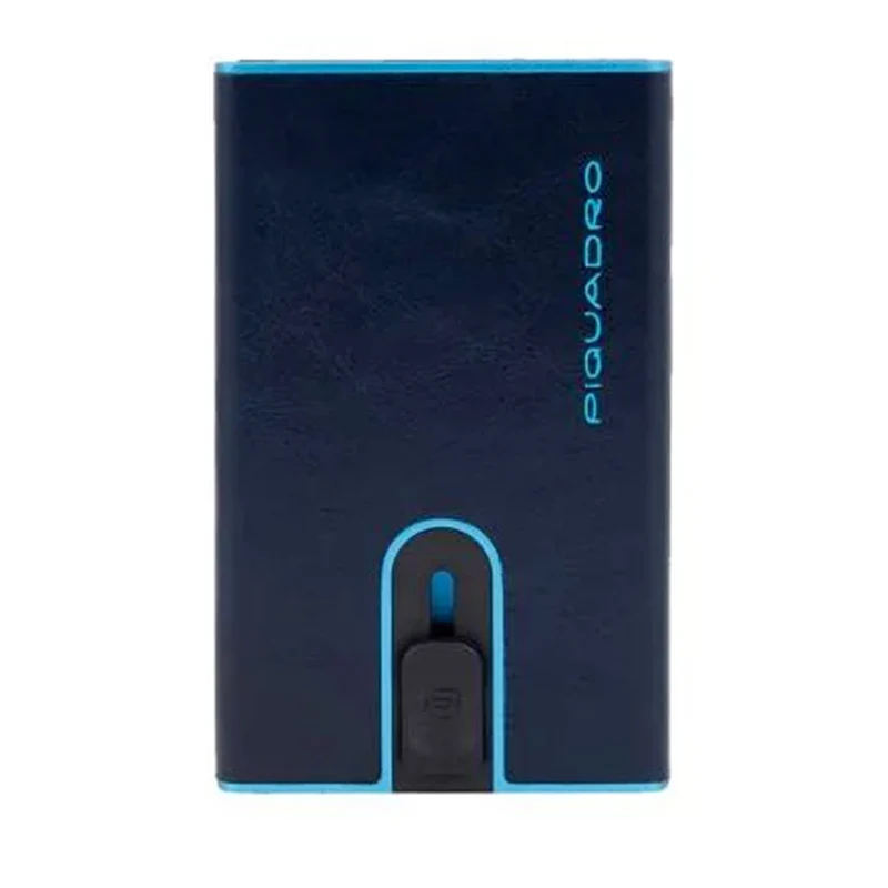 Portacarte PIQUADRO in Pelle e Alluminio con RFID Colore Blu Linea Blue Square - PP4891B2BLR