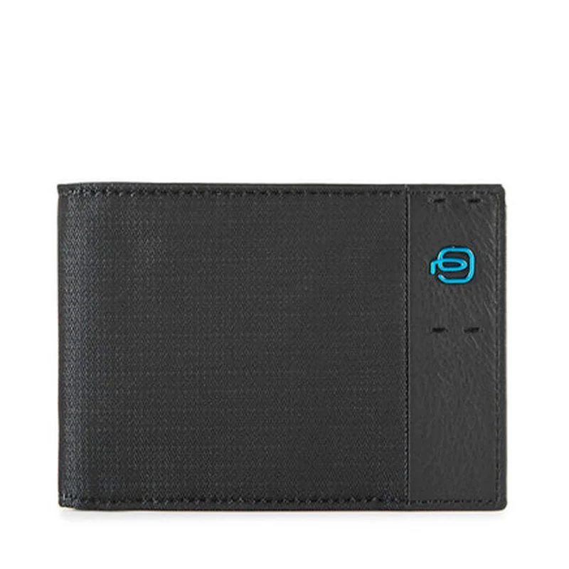 Portafoglio Piquadro Uomo con Portamonete in Pelle Chevron - Nero - PU257P16