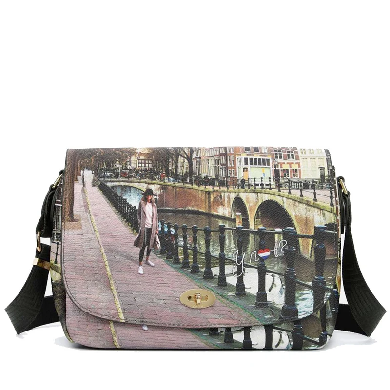 Borsa Donna a Tracolla Y NOT YES-631 Stampa Amsterdam Bridge
