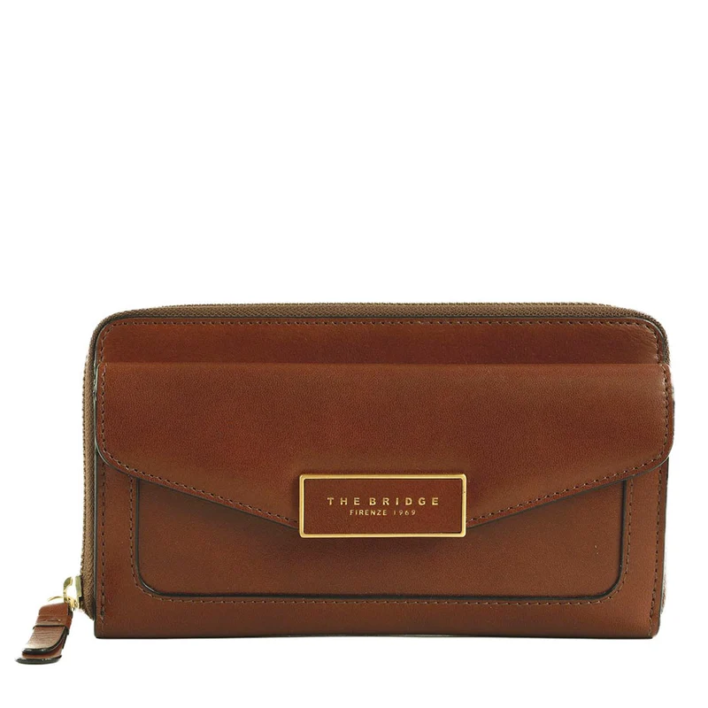 Portafoglio Donna Zip Around THE BRIDGE linea Ginevra in Pelle Marrone