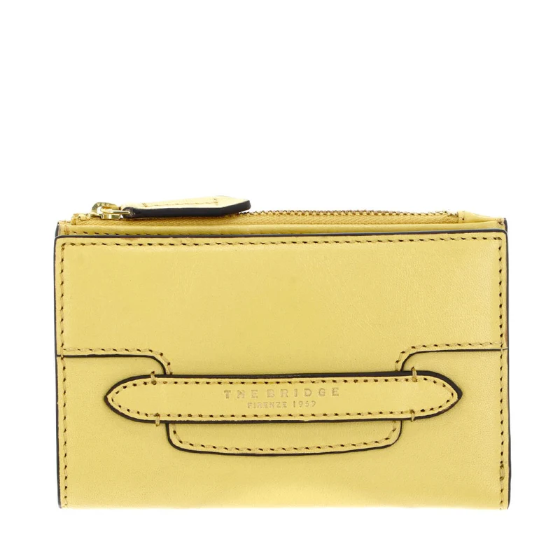 Portafoglio Donna con Bottone THE BRIDGE linea Lucrezia in Pelle Giallo Banana