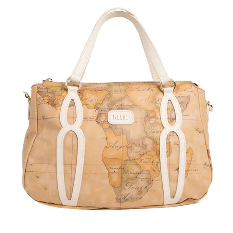 Borsa Donna a Mano 1A Classe Alviero Martini linea Soft Petals in Tessuto Soft Geo Classic e Avorio LE57