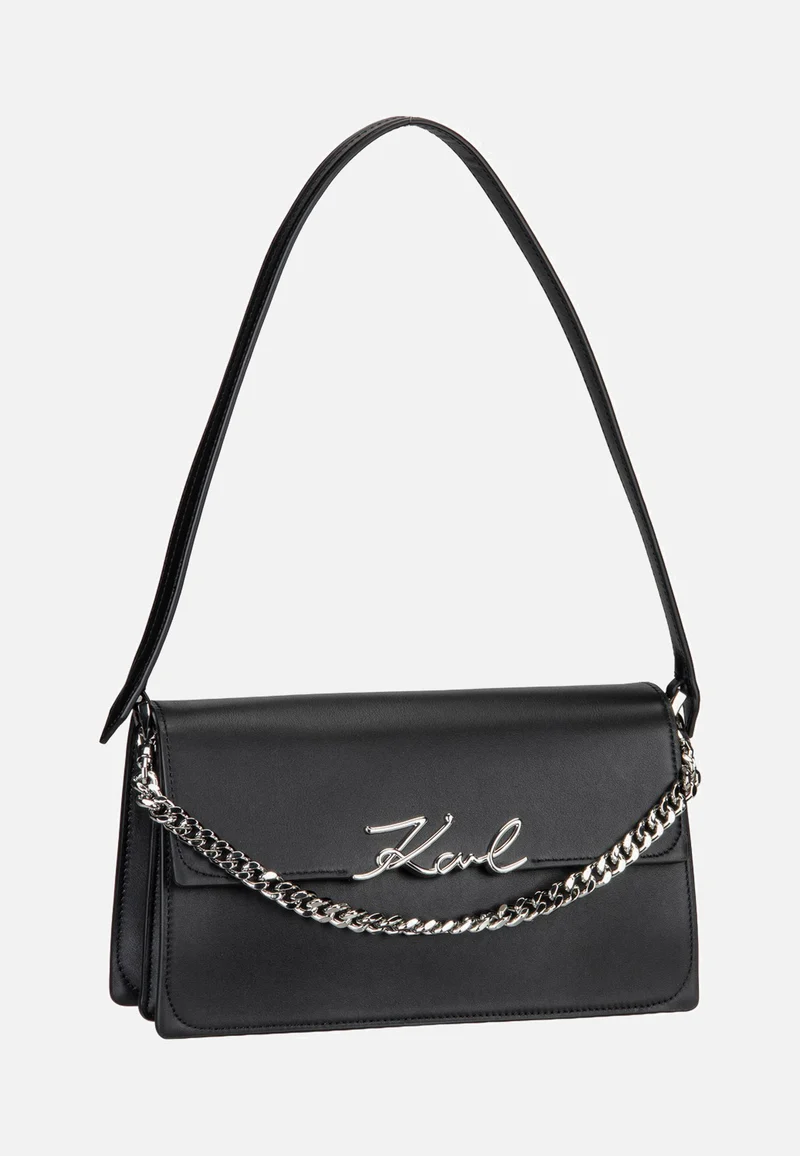 K/Signature Medium Flap Shb Black-Nickel - Evening Bag