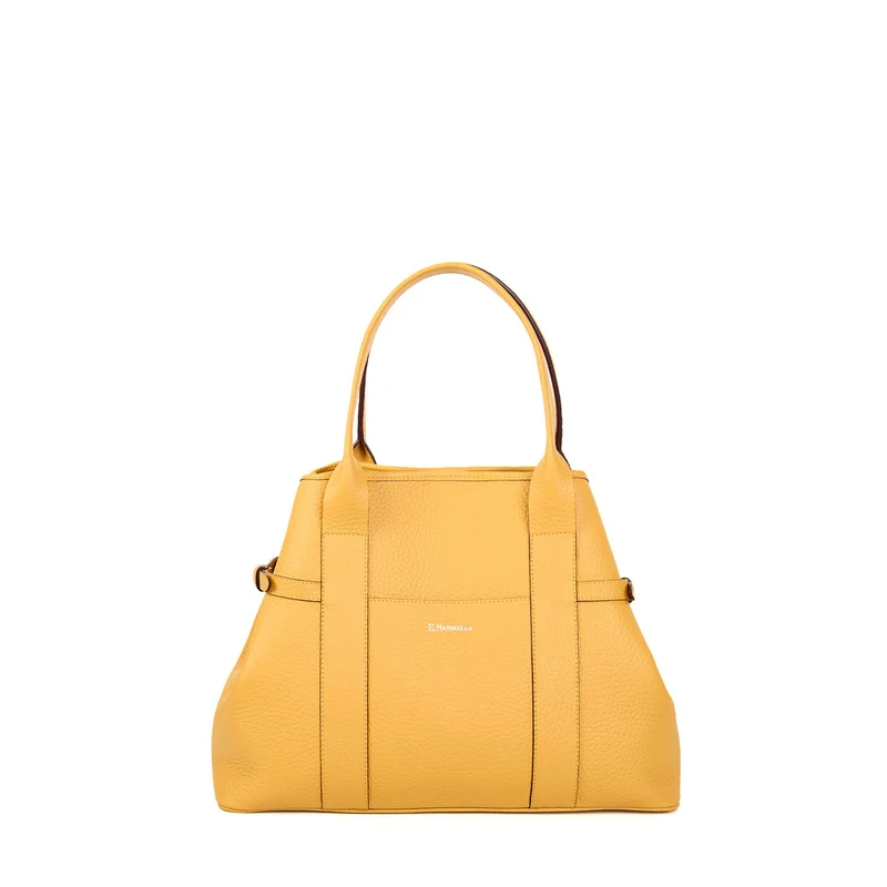 YELLOW MIDI TOTE BAG SIDE BUCKLES