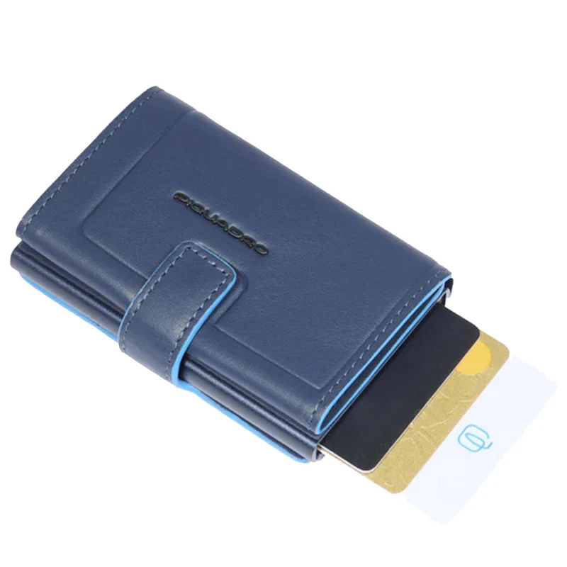 Portacarte PIQUADRO in Pelle e Alluminio con RFID Colore Blu Linea Atlas - PP5649S138R