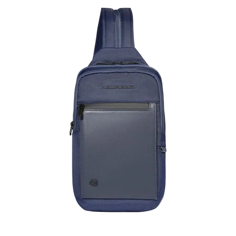 Monospalla Porta iPad mini PIQUADRO in Tessuto e Pelle Blu linea Orion - CA6625S136