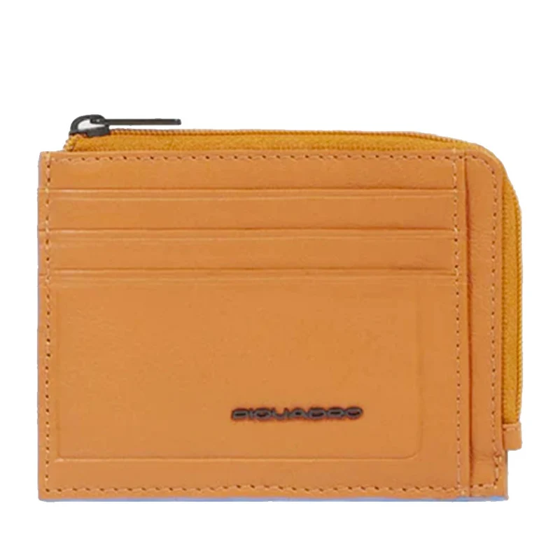 Portafoglio Porta Carte PIQUADRO In Pelle Arancione Linea Atlas Chiuso con Zip - PP4822S138R