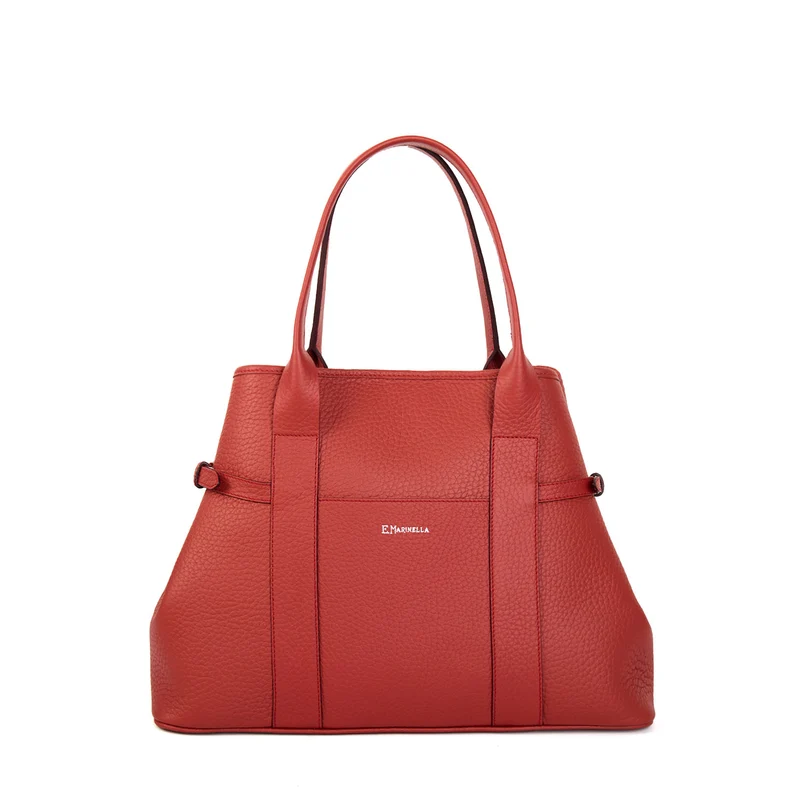 RED TOTE BAG SIDE BUCKLES