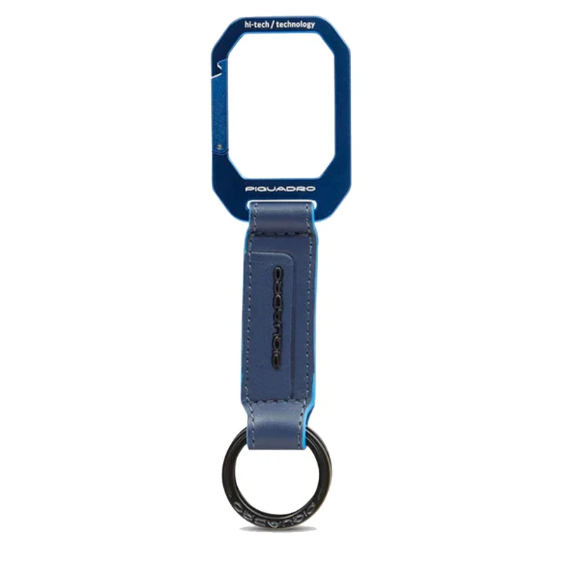 Portachiavi Uomo con Moschettone PIQUADRO in Pelle Blu Linea Atlas - PC6177S138