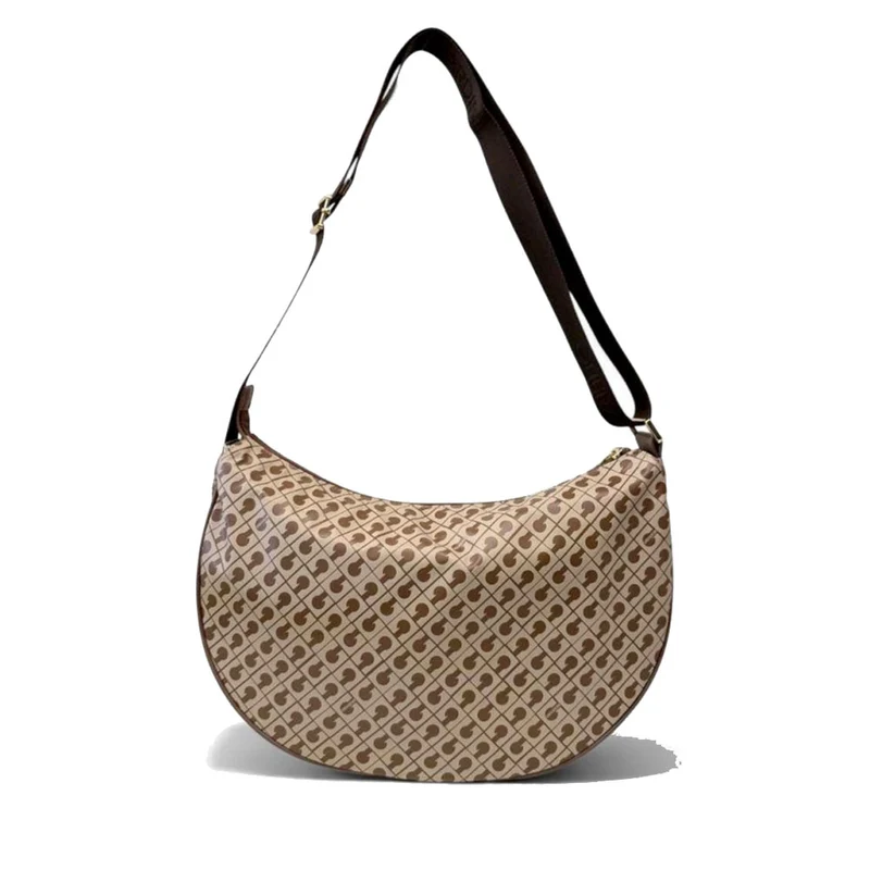 Borsa Donna Mezzaluna GHERARDINI in Tessuto Softy colore Tabacco - Burro