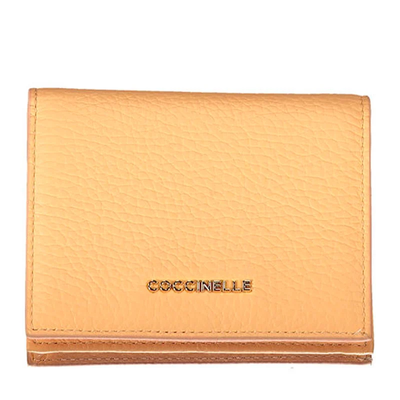 Portafoglio Donna Mini COCCINELLE in Pelle Linea Metallic Soft colore Sunrise Chiuso con Bottone