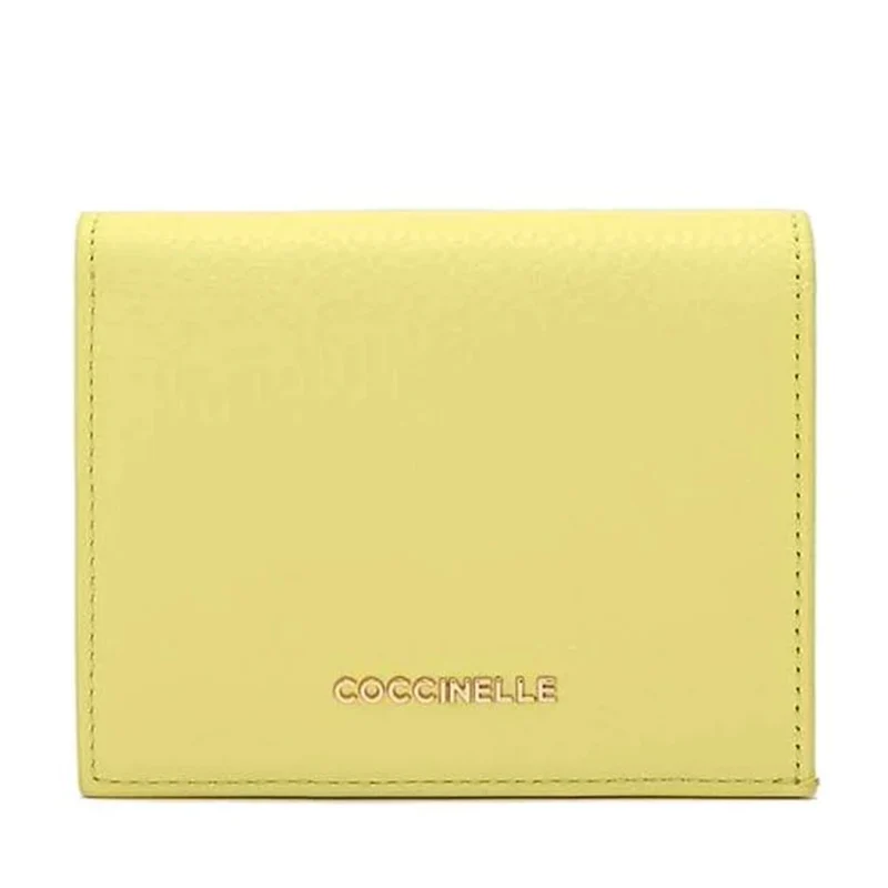 Portafoglio Donna Mini COCCINELLE in Pelle Linea Metallic Soft colore Lime Wash Chiuso