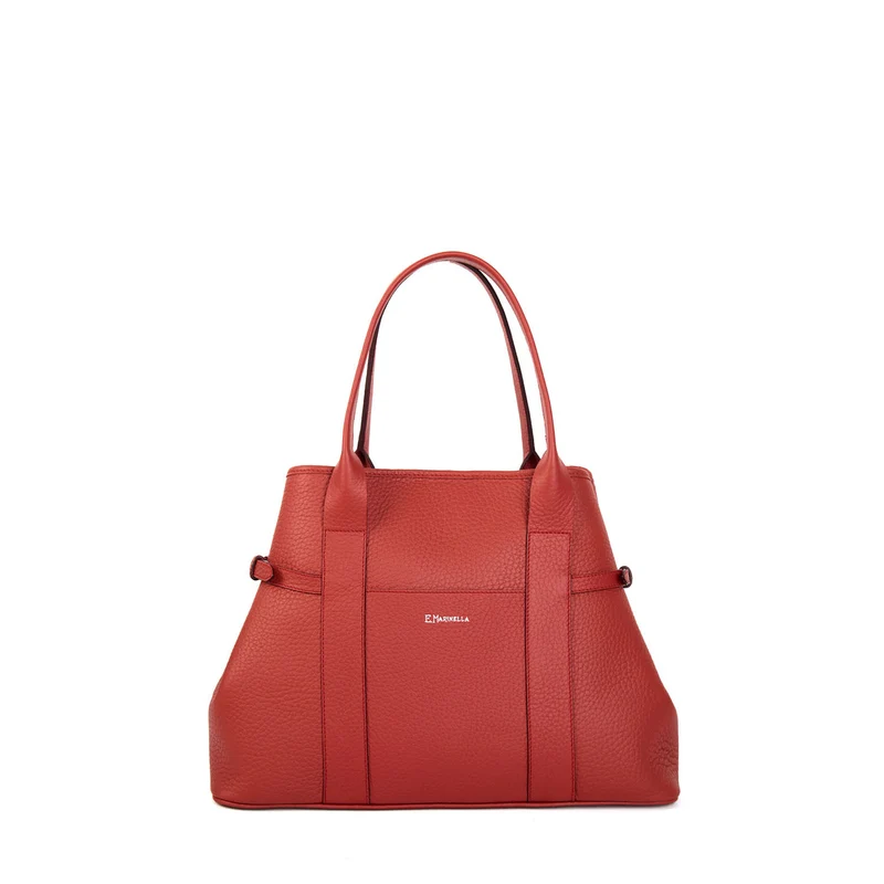 RED MIDI TOTE BAG SIDE BUCKLES