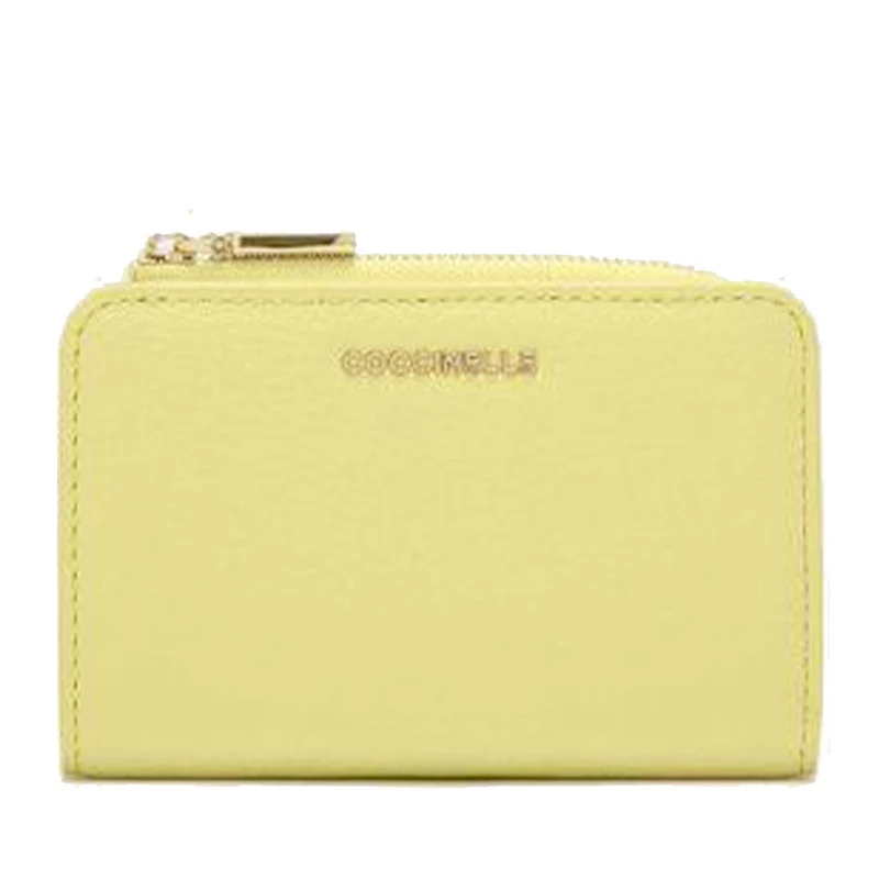 Portacarte Piccolo con Doppio Scomparto COCCINELLE in Pelle Linea Metallic Soft colore Lime Wash