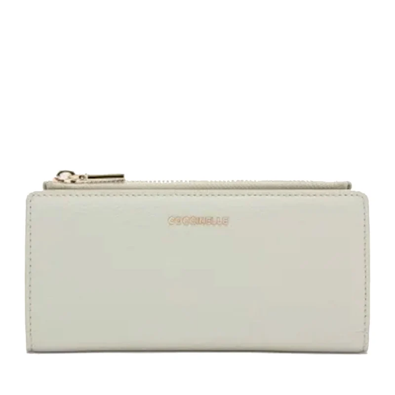 Portafoglio Donna COCCINELLE Sottile in Pelle Celadon Green Linea Metallic Soft
