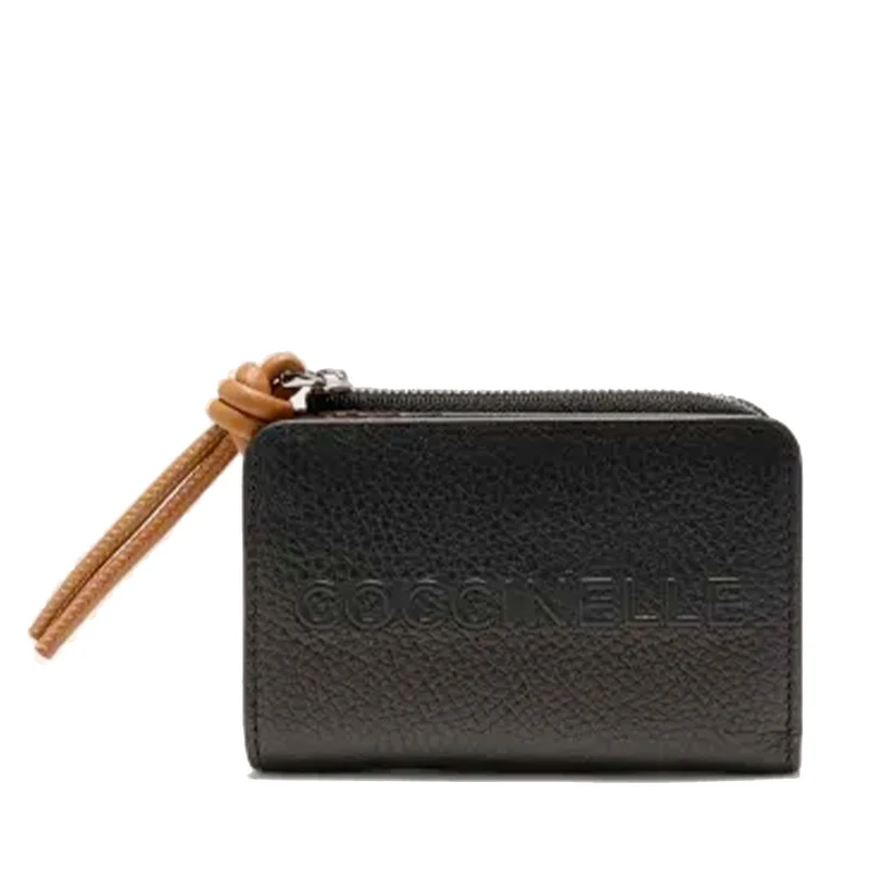 Portafoglio Piccolo COCCINELLE in Pelle Linea Myrtha Maxi Logo colore Noir - Cuir