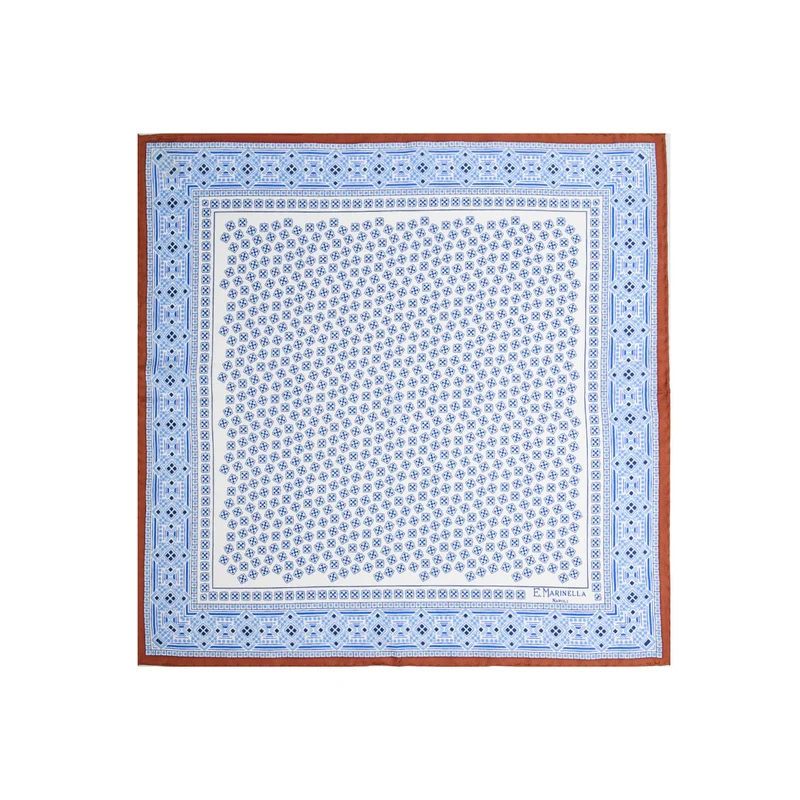 WHITE PRINTED SILK POCKET SQUARE