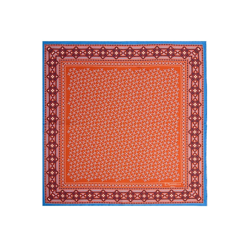 ORANGE PRINTED SILK POCKET SQUARE