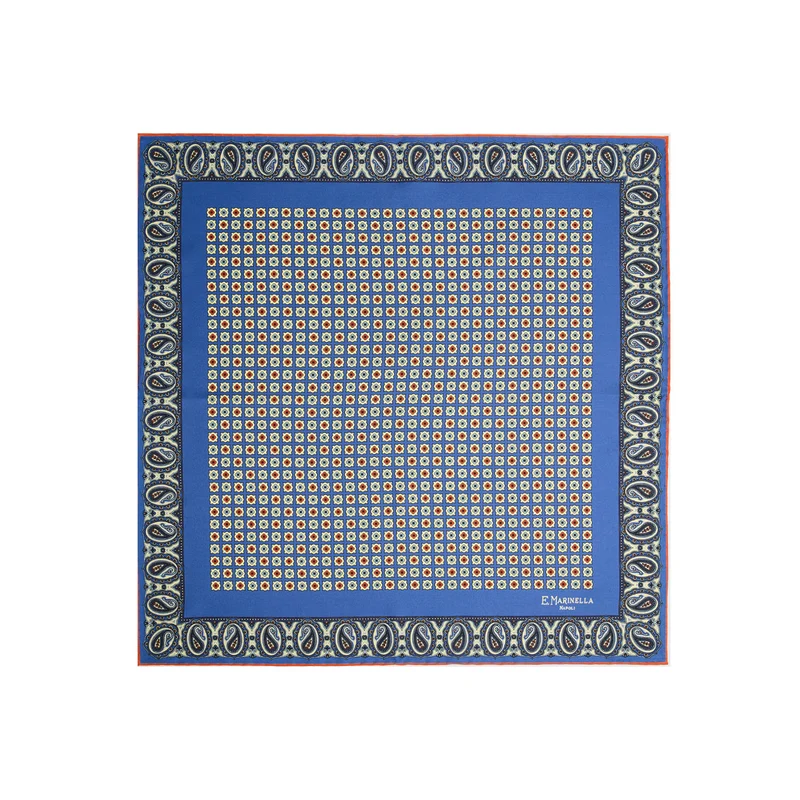 POWDER BLUE PRINTED SILK POCKET SQUARE