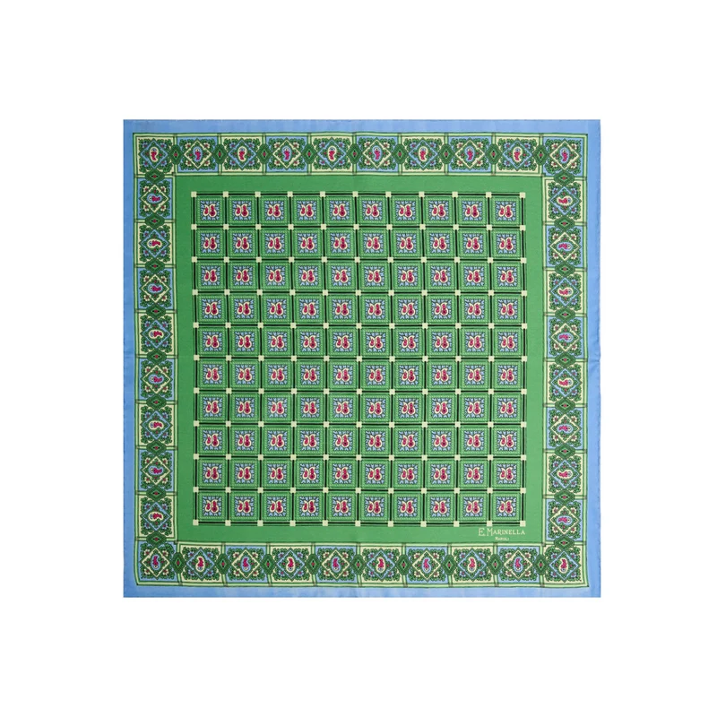 LIGHT GREEN PRINTED SILK POCKET SQUARE