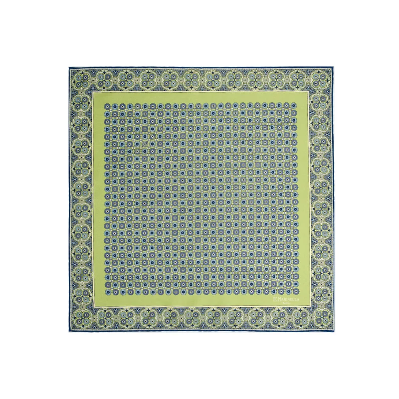 LIGHT GREEN PRINTED SILK POCKET SQUARE