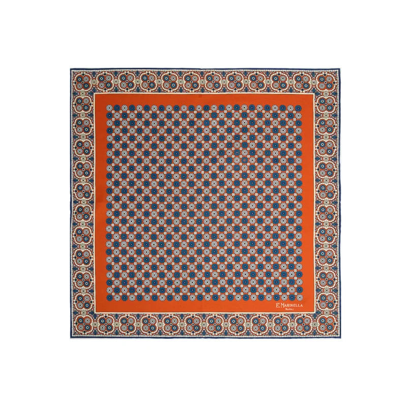 ORANGE PRINTED SILK POCKET SQUARE