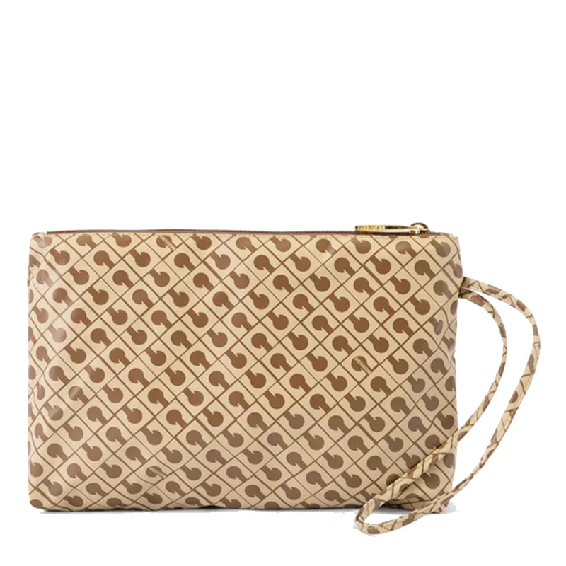 Pouch Grande GHERARDINI in Tessuto Softy colore Tabacco - Burro